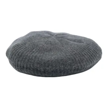 GANNI Wool Alpaca Polyamide Elastane Berets Women's Gray Black