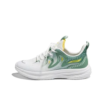 Warrior Cushioning Lightweight Height Increasing Low Top Running Shoes Men's White Green Yellow