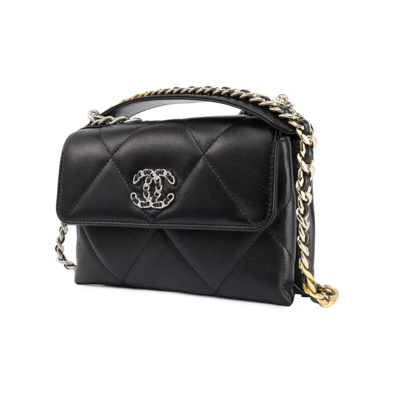 CHANEL 19Bag Lambskin Shoulder Bag, Crossbody Bag Women's Black-1