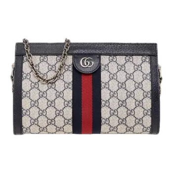 GUCCI Canvas With Leather Envelope Bag Clutch Crossbody Bag Shoulder Bag Women's White & Blue