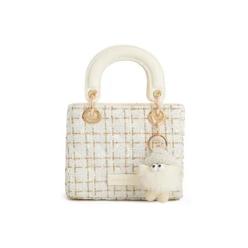 JACD Woolen One Shoulder Handbag, Bucket Bag Regular Women's Black/White