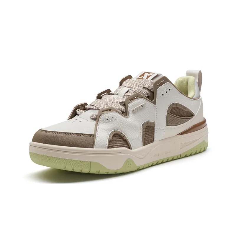 XTEP Skateboard Shoes Men Low Top Honey Tea Brown/White Sand Gray/Light Mist Khaki-2