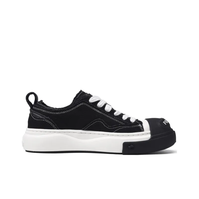 UNNAMED FORCES Cloud Summer Breathable Height Increasing Low Top Canvas Shoes Unisex Black-1