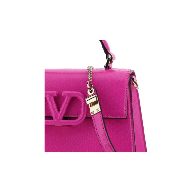 Valentino VSLING Calfskin Handbag Small Size Women's Pink-3