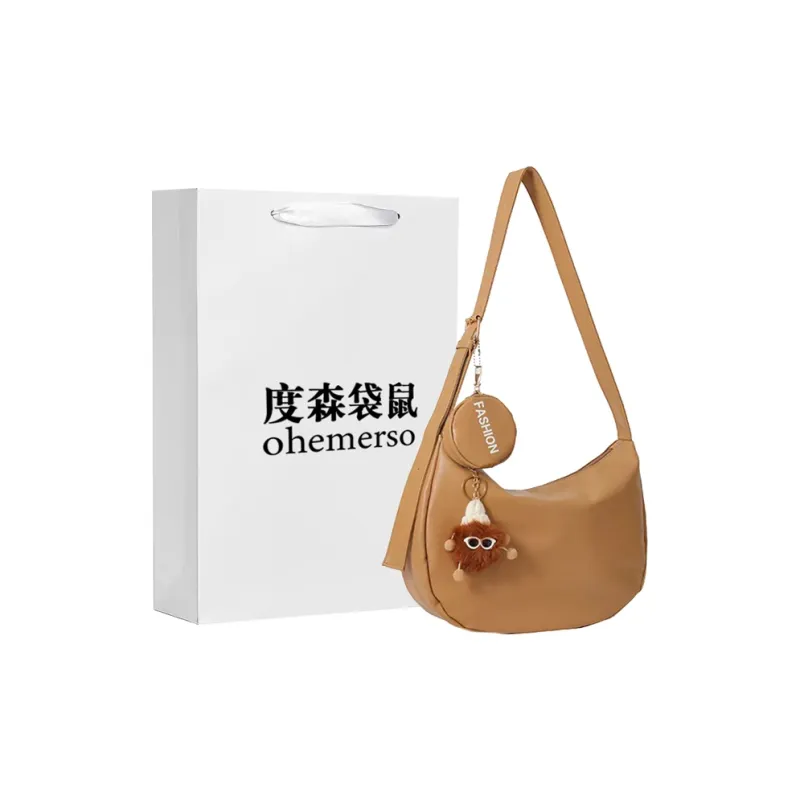 Dusen Kangaroo PU Shoulder Bag Women's Black/Brown/Ecru/Khaki-19