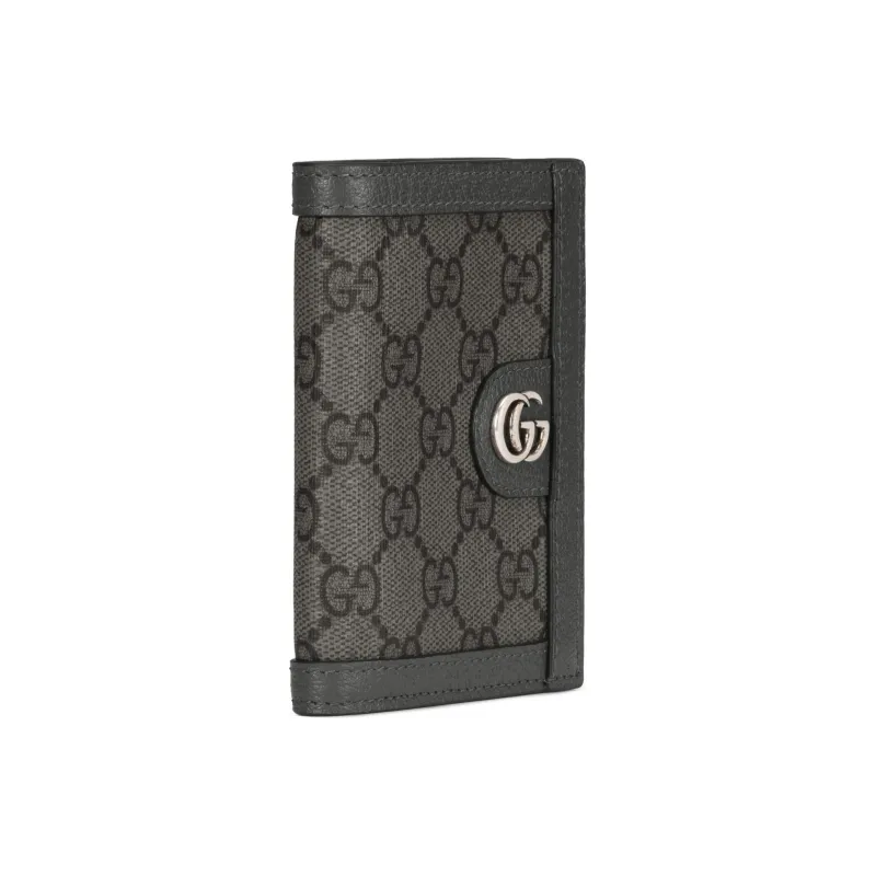GUCCI Ophidia Supreme Canvas With Leather Wallet Men's Gray & Black-1