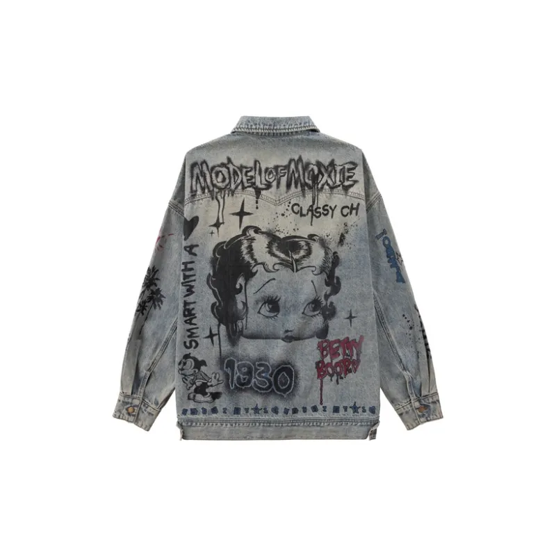 Unifree X Betty Boop™ Co branded Series Denim Jackets Women's Blue-2