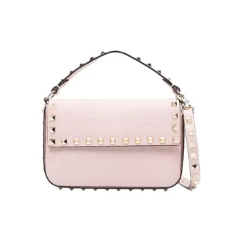 Valentino Rockstud Calfskin Shoulder Bag Crossbody Bag Handbag Women's Light Pink