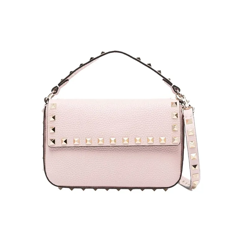 Valentino Rockstud Calfskin Shoulder Bag Crossbody Bag Handbag Women's Light Pink-0