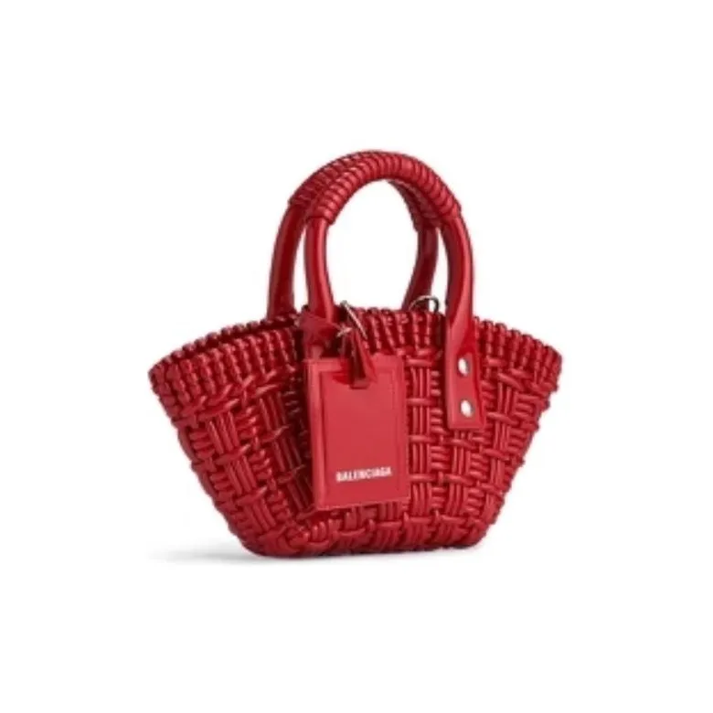 Balenciaga BISTRO Artificial Leather Basket Bag Portable Crossbody Bag Shoulder Bag Extra Mini Women's Red-2
