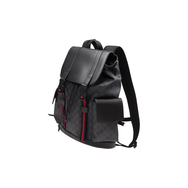 GUCCI Canvas With Leather Backpack Regular Men's Black Gray Color-1