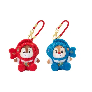 Disney 2024 New Year Mickey Mouse And Friends Collection Chip 'N Dale Key Ring Set Dolls Plush Pendant 11.5cm Height