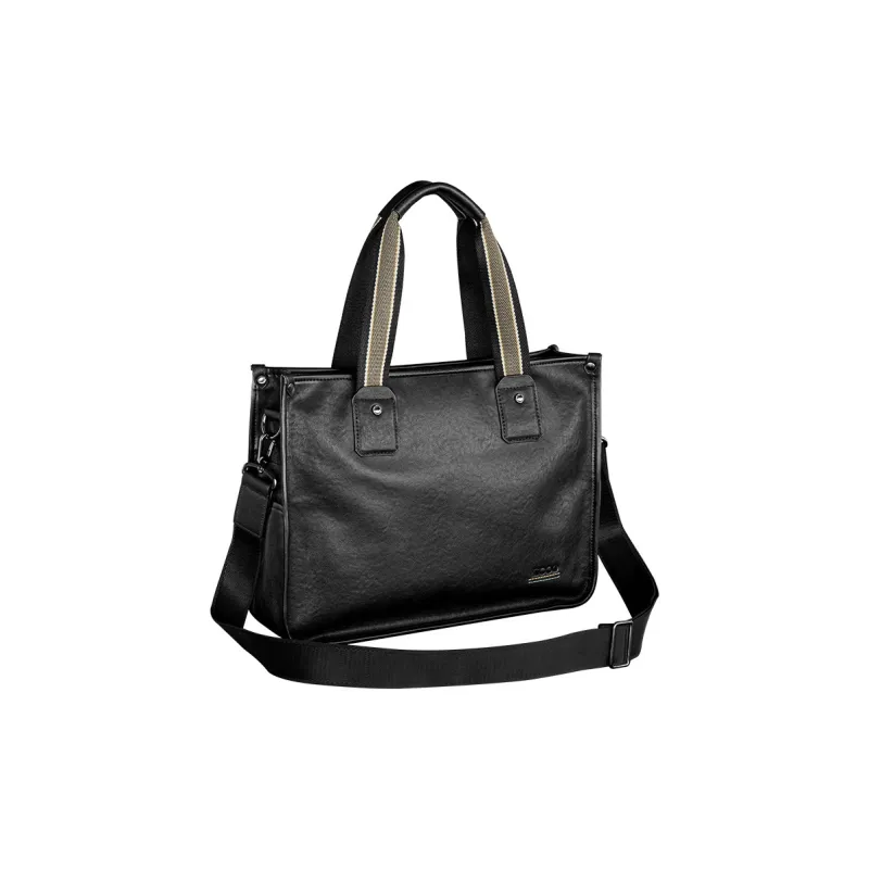 COW Leather Handbag Tubas Men's Black-4