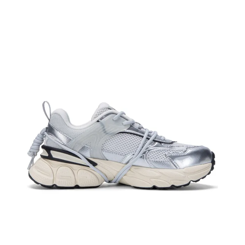 Kappa Anti-Slip And Wear-Resistant Breathable High-Top Chunky Sneakers Unisex Cool Gray Silver-1