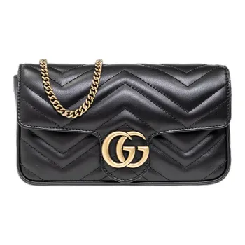GUCCI GG Marmont Leather 2 in 1 Combo Bag Shoulder Bag Crossbody Bag Mini Women's Black/White