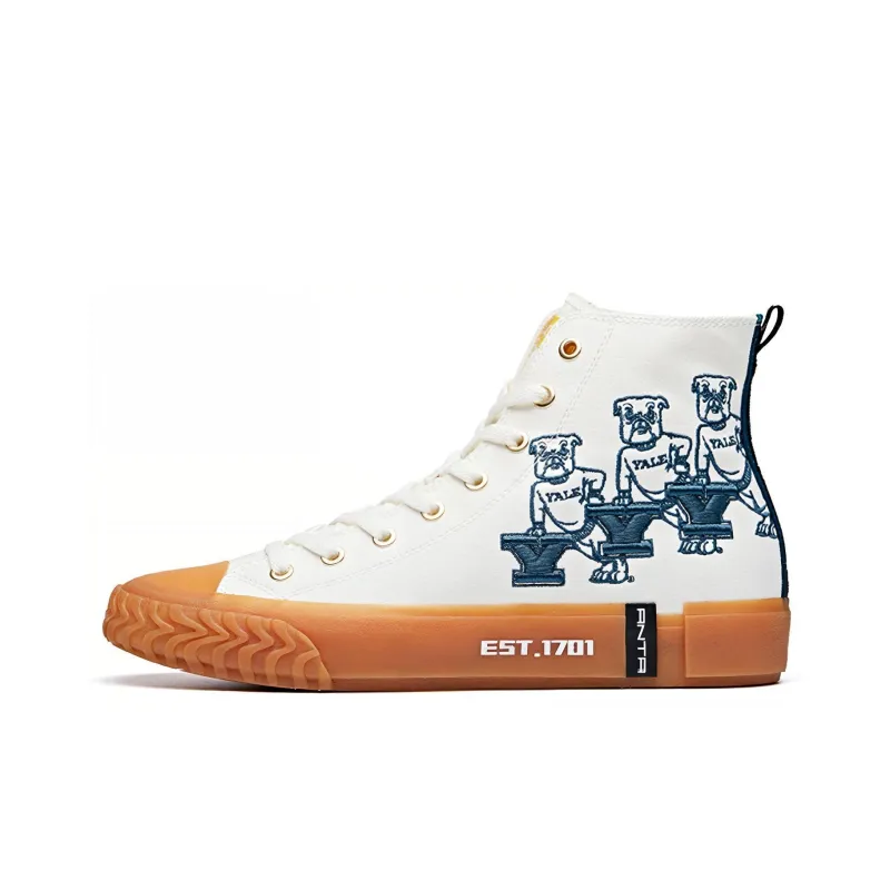 YELU x Anta Durable Breathable High Top Canvas Shoes Men's White-0