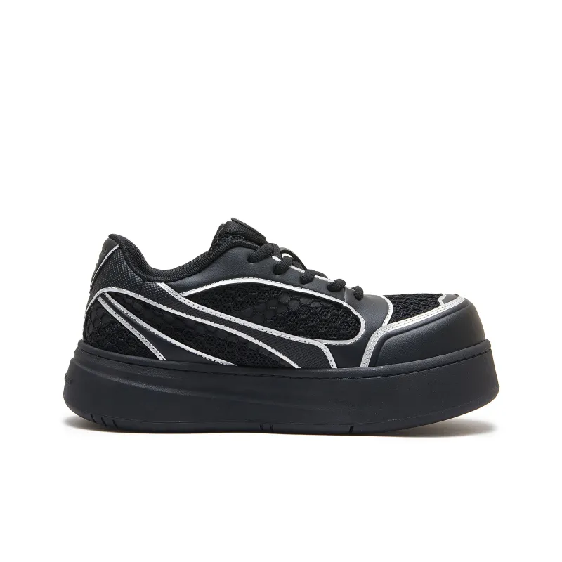 LeStream Lightweight Breathable Support Height Increasing Low Top Skateboard Shoes Unisex Black-2