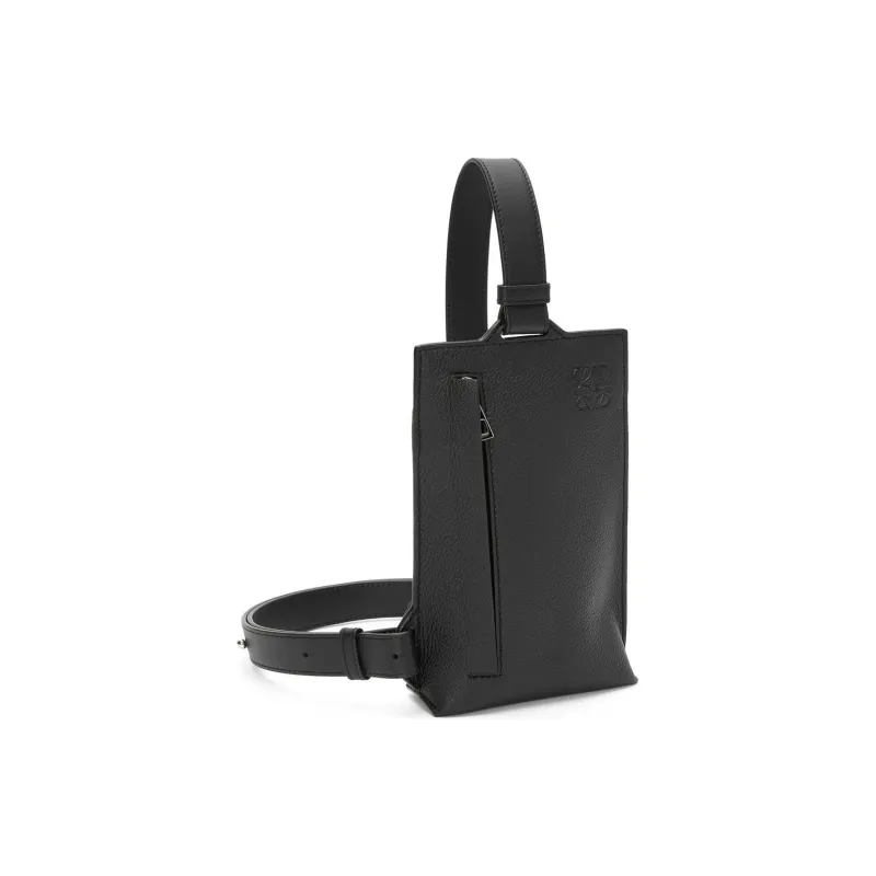 LOEWE Grained Calfskin Fanny Pack Sling Bag Crossbody Bag Men's Black-1