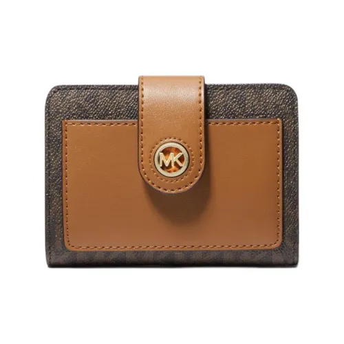 MICHAEL KORS Coated Canvas Wallet Small Size Women's Brown Multicolor Hazelnut