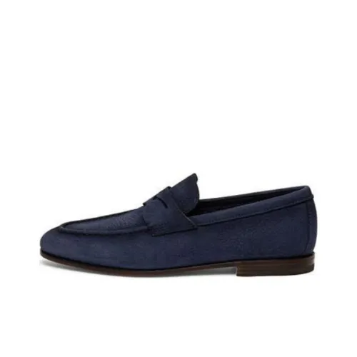 Santoni Textured Leather Penny Loafers