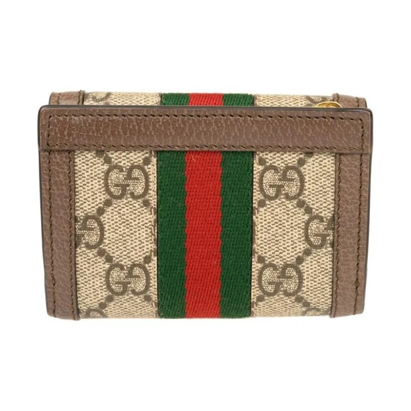 GUCCI Canvas With Leather Wallet Unisex Ebony/Brown-2