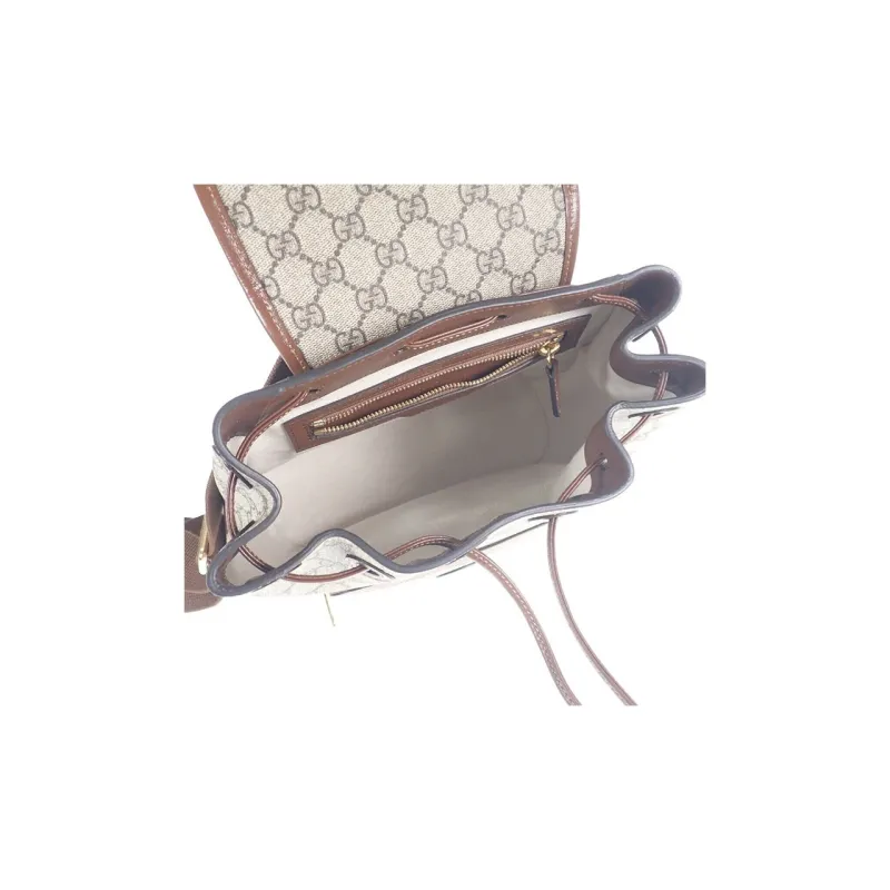 GUCCI GG Retro Series Canvas With Leather Backpack Regular Unisex Ebony/Brown-5