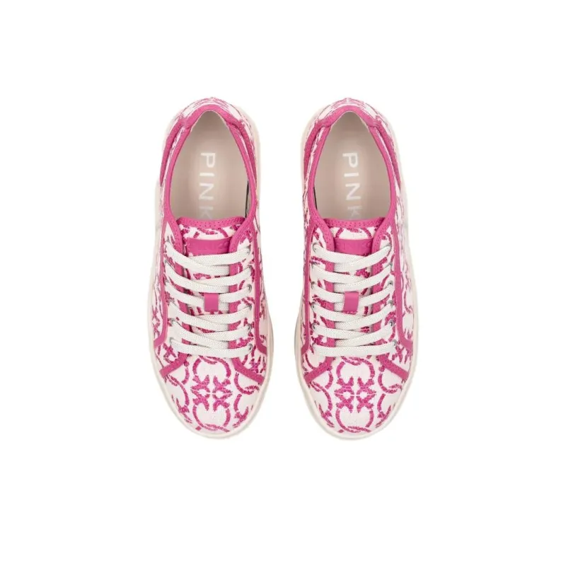 PINKO Greta Love Birds-logo Platform Sneakers-2