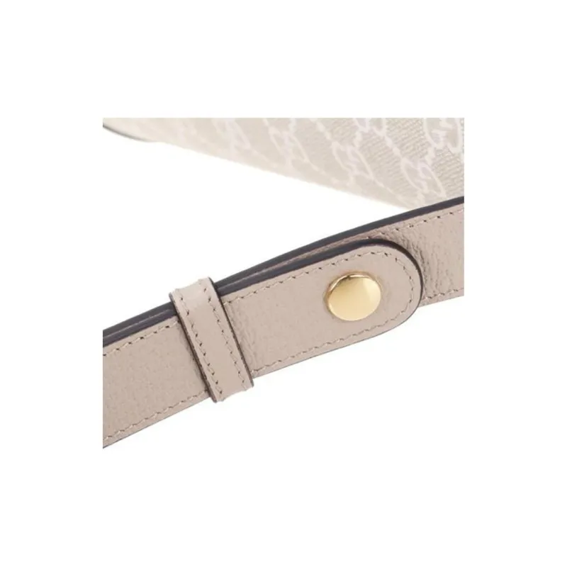 GUCCI Horsebit 1955 Canvas With Leather Saddle Bag Handbag Shoulder Bag Crossbody Bag Small Size Unisex Beige/White-7