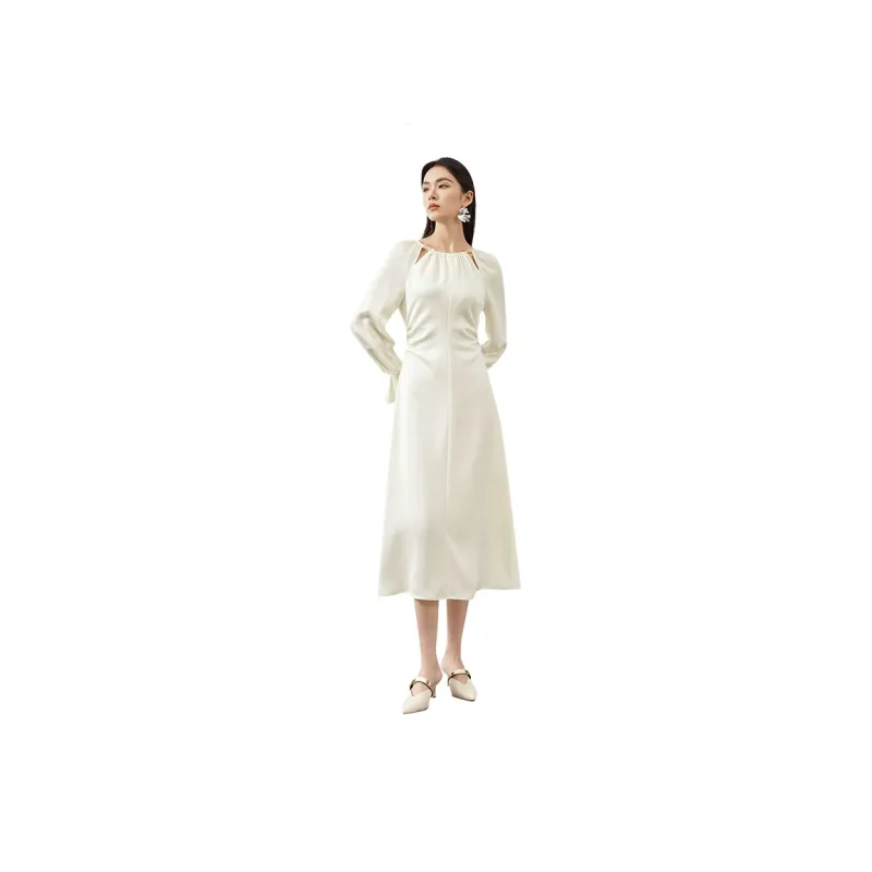 SENTUBILA Long Sleeved Dresses Women's Apricot-1