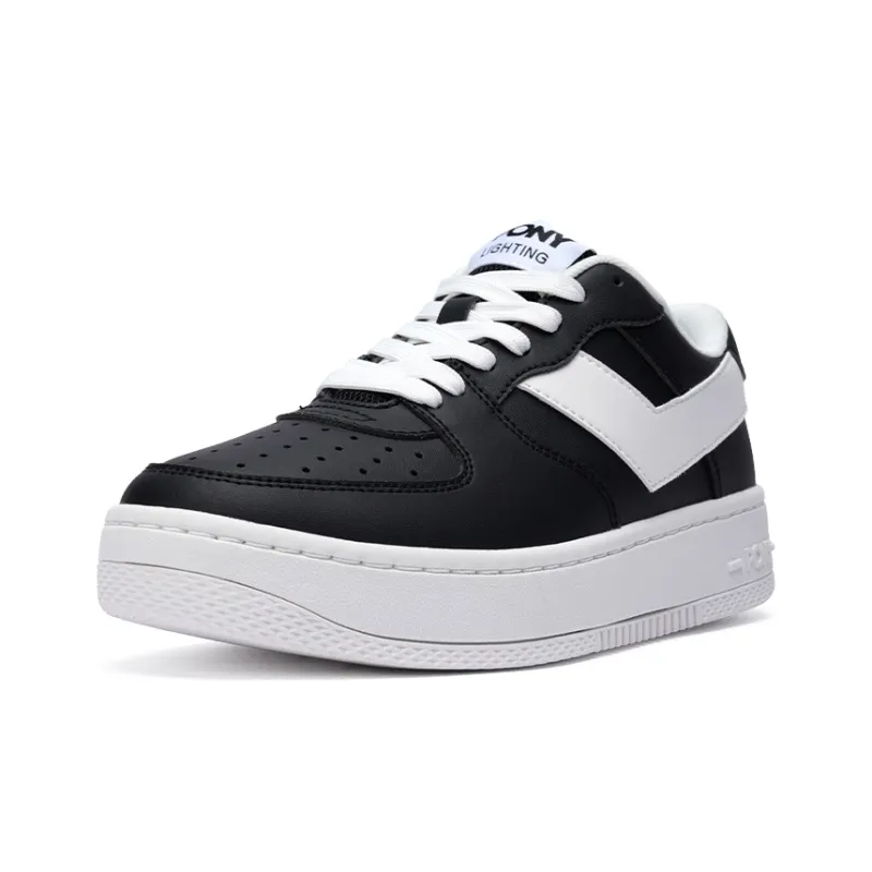 PONY Lighting Coverage Anti Slip And Wear Resistant Low Top Skateboard Shoes Unisex Black-1
