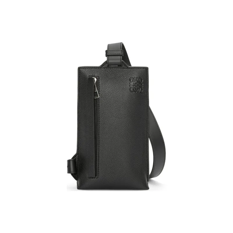 LOEWE Grained Calfskin Fanny Pack Sling Bag Crossbody Bag Men's Black-0