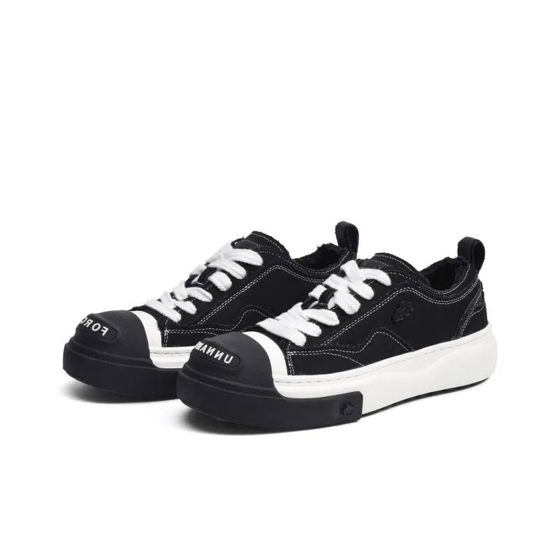 UNNAMED FORCES Cloud Summer Breathable Height Increasing Low Top Canvas Shoes Unisex Black-2
