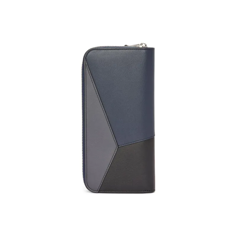 LOEWE Puzzle Cow Leather Wallet Men's Dark Marine Blue With Anthracite Accents-1