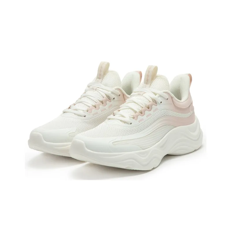 361° Abrasion Resistant Breathable Low Top Running Shoes Women's White Pink-2