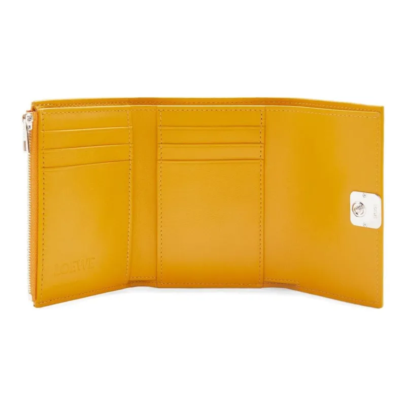LOEWE Anagram Calfskin Card Holder Wallet Small Size Women's Sunflower-3