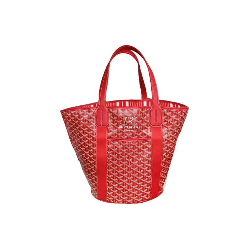 GOYARD Belharra Canvas With Leather Tote Bag Shopping Bag Bucket Bag Basket Bag Handbag Large Size Women's Red-0