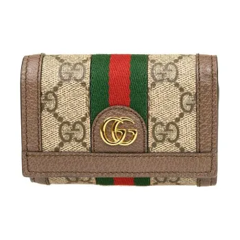 GUCCI Canvas With Leather Wallet Unisex Ebony/Brown