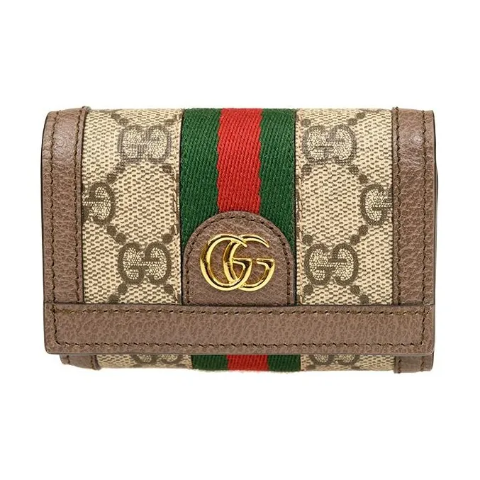 GUCCI Canvas With Leather Wallet Unisex Ebony/Brown-0