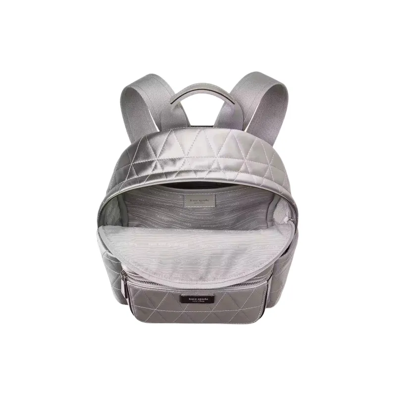 Kate Spade Sam Satin Backpack Small Size Women's Silver-3