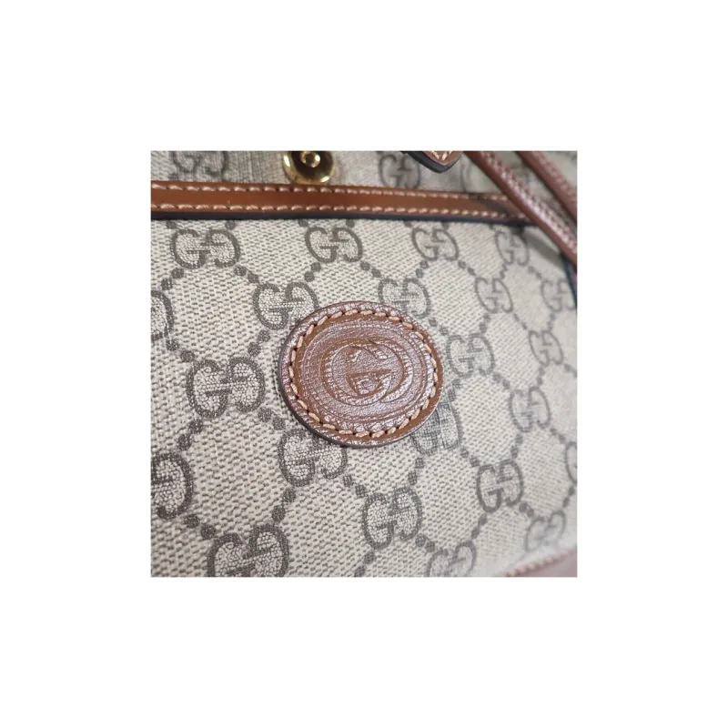 GUCCI GG Retro Series Canvas With Leather Backpack Regular Unisex Ebony/Brown-7