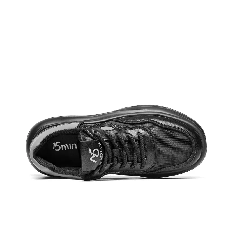 15 MINS Chunky Sneakers Men Low Top Black-3