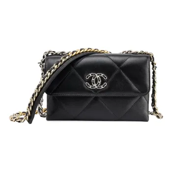 CHANEL 19Bag Lambskin Shoulder Bag, Crossbody Bag Women's Black