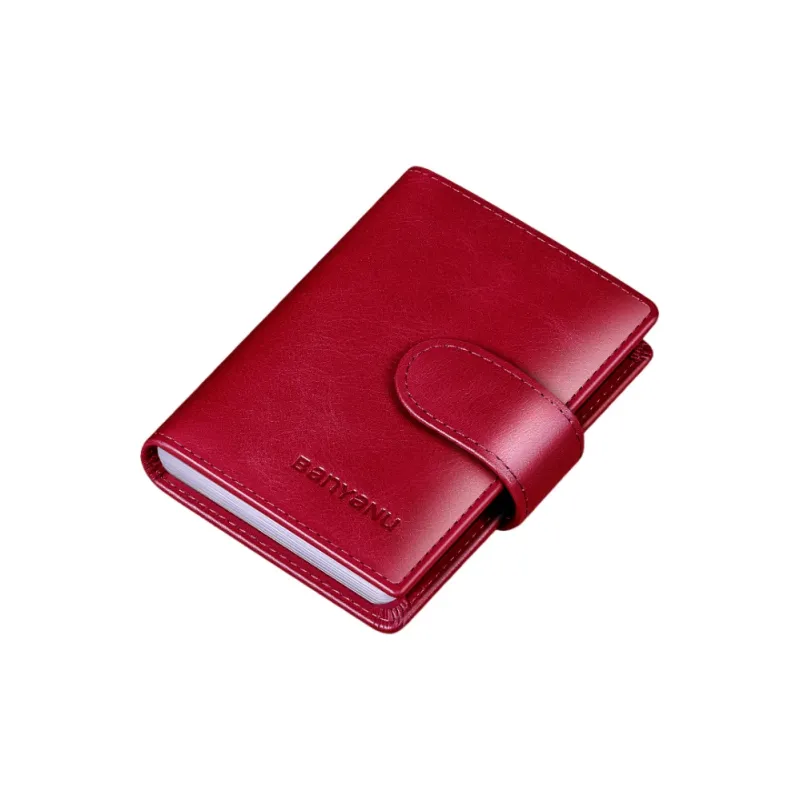 Banyanu Cow Leather Card Holder Regular Unisex Coffee/Black/Khaki/Blue/Burgundy/Purple-11