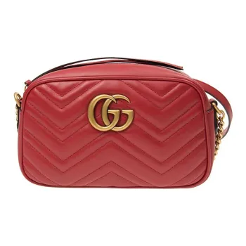 GUCCI GG Marmont Quilting Leather Camera Bags Crossbody Bags Shoulder Bags Women's Red