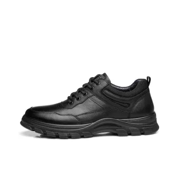 Strongman 3515 Sports Leather Shoes For Men Genuine Leather Platform Casual Shoes In Black