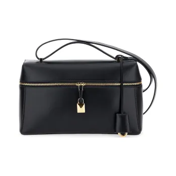 Loro Piana Extra Bag Cow Leather Makeup Box Bag Handbags Crossbody Bags Women's Black