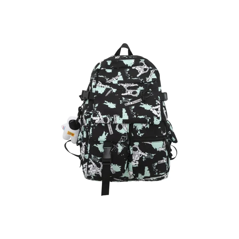 GEERDUN Nylon Backpack Unisex Black & Gray/Ink & Green/Gray & Blue-2
