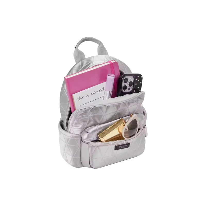 Kate Spade Sam Satin Backpack Small Size Women's Silver-4