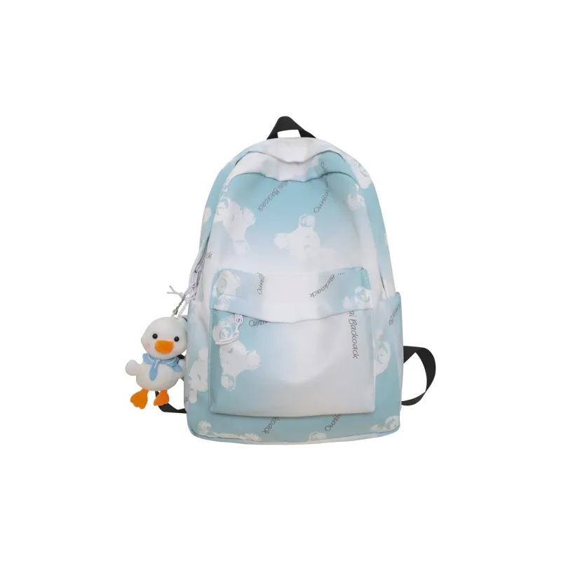 Deli Bear Nylon Backpack Regular Women's Black/Gray/Yellow/Green-0
