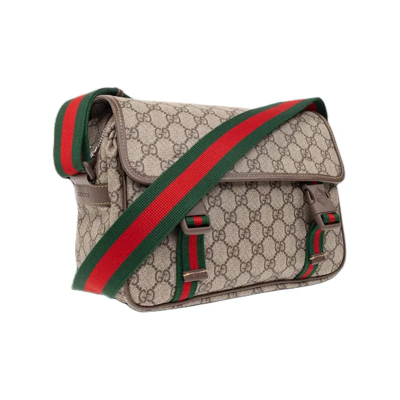 GUCCI Canvas With Leather Binding Messenger Bag Shoulder Bag Crossbody Bag Regular Men's Beige/Ebony-1